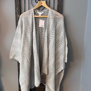 Lauren Conrad Light Gray Open-Front Poncho